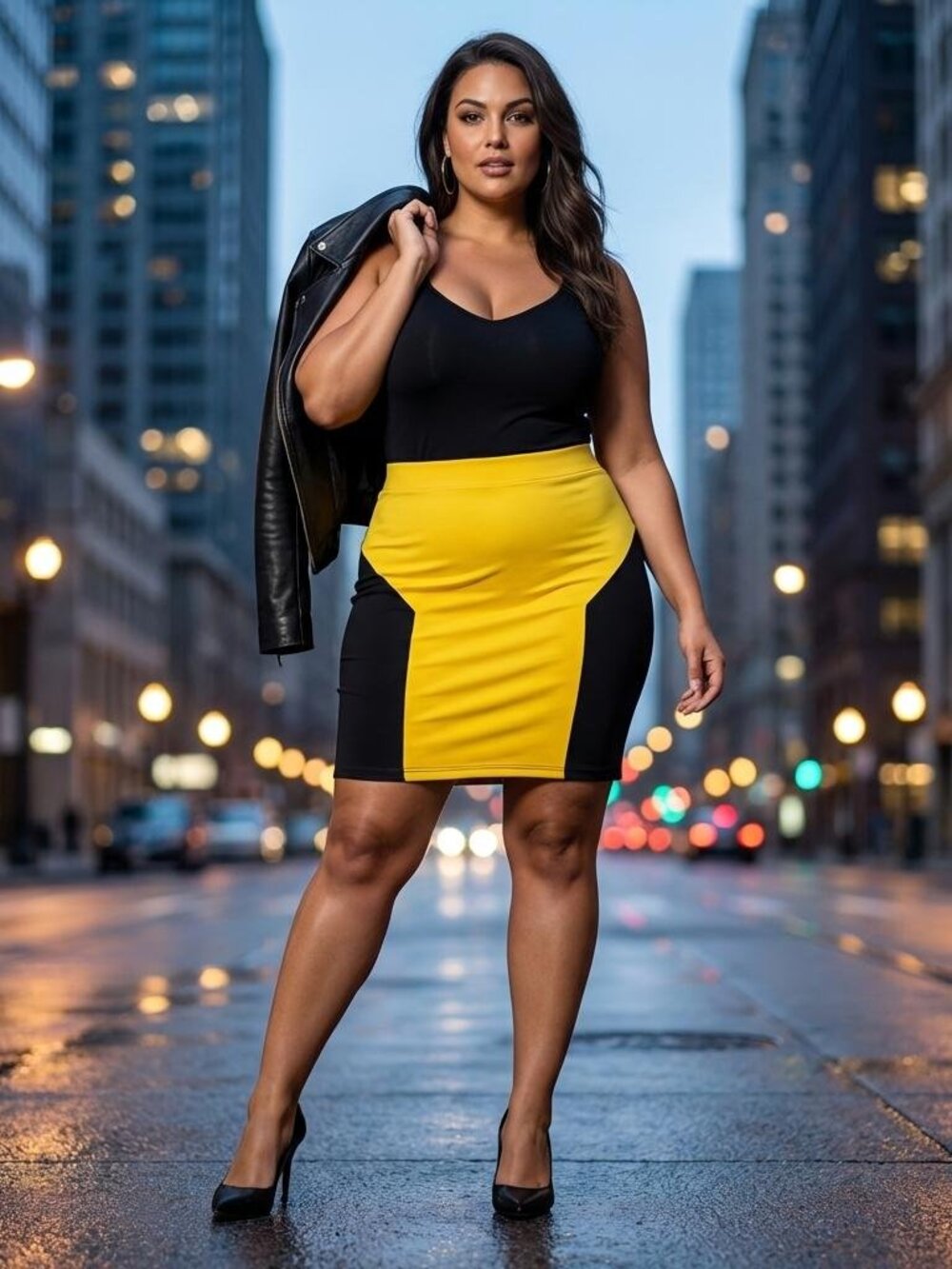 Nicki MinaJ Studs Designed Spectacular Black and Yellow Mini Skirt Sz Large